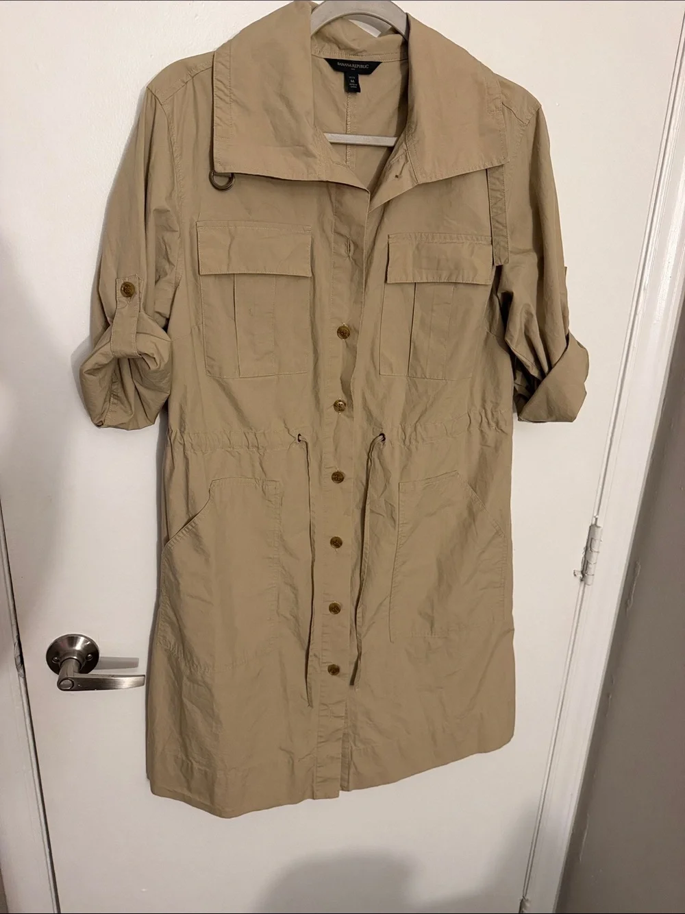 Banana Republic beige utility shirt dress jacket